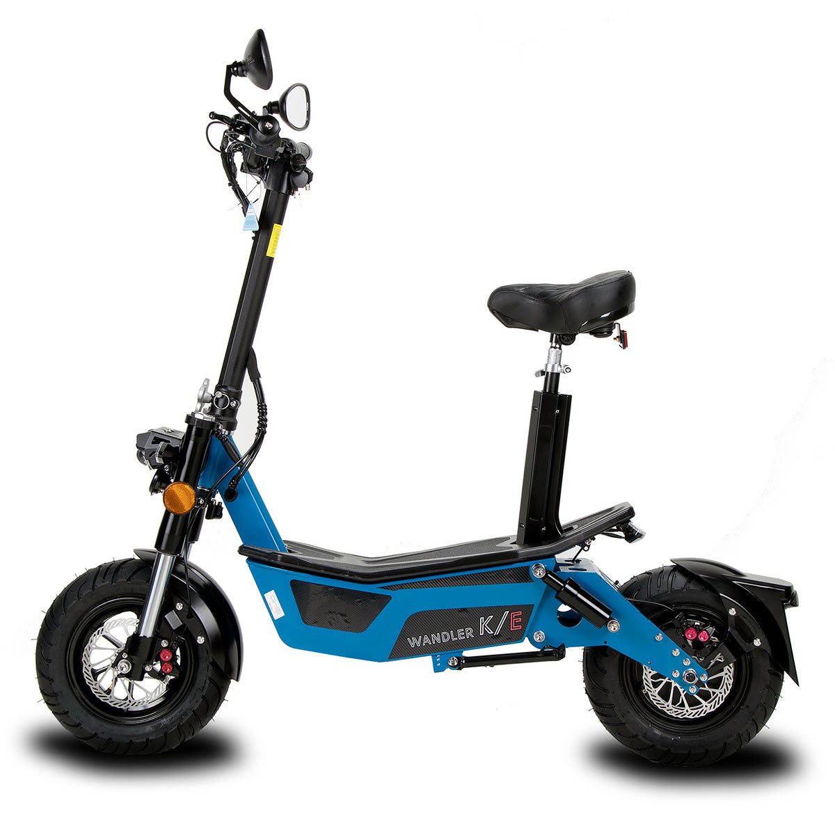E-Roller E scooter Wandler K/E - 45km/h - mit Sitz & Straßenzulassung - Himmelblau- Ansicht von der Seite