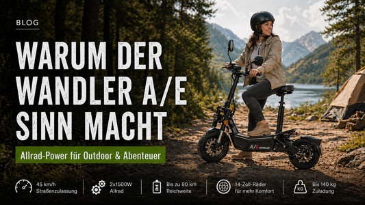 Der WANDLER-A/E: Robuster Allrad-Elektroroller für mehr Traktion und Kontrolle auf anspruchsvollen Untergründen.