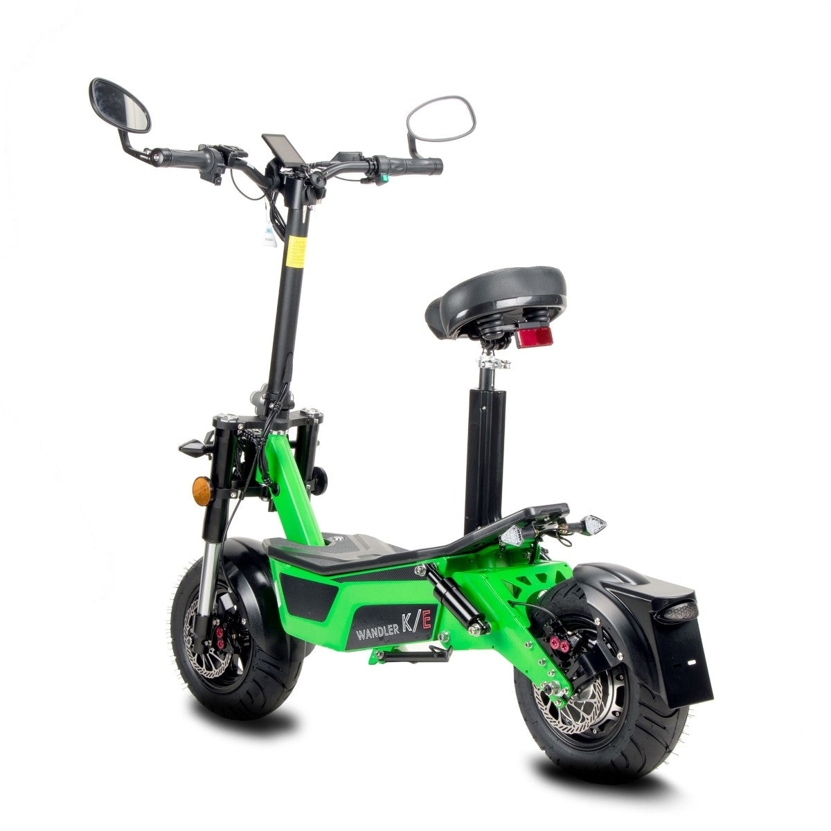 Escooter Wandler K/E mit Sitz - 45km/h - mit Sitz & Straßenzulassung - Leuchtgrün - Ansicht von hinten